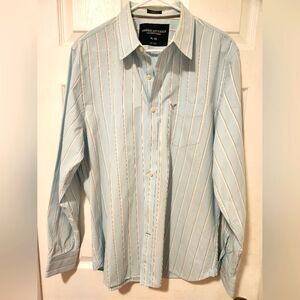 MAYDEAL‎ American Eagle Outfitters Men's Blue Striped Shirt Size XL